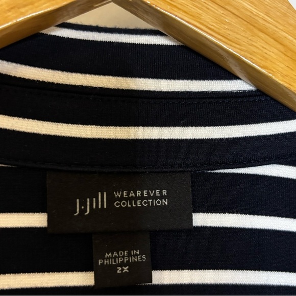 J. Jill Wearever Collection Navy Striped Blazer - Picture 3 of 10